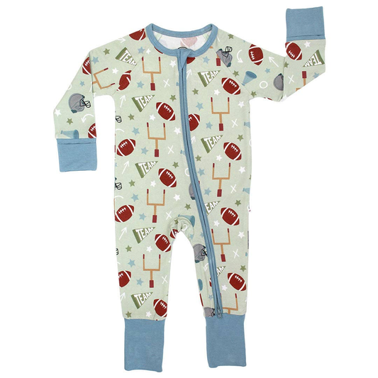 ( Moq 5 ) Preorder Baby Boys Long Sleeves Football Ziper Romper
