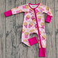 Baby Girls Chips Hearts Valentine Zipper Footie Sleeper Pink Romper RTS