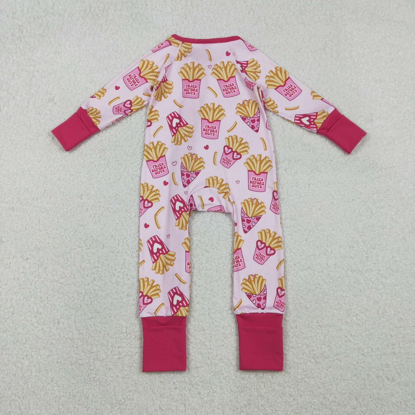 Sibling Baby Boys Girls Infant Hearts Bows Two-way Zipper Valentines Footie Sleeper Rompers RTS