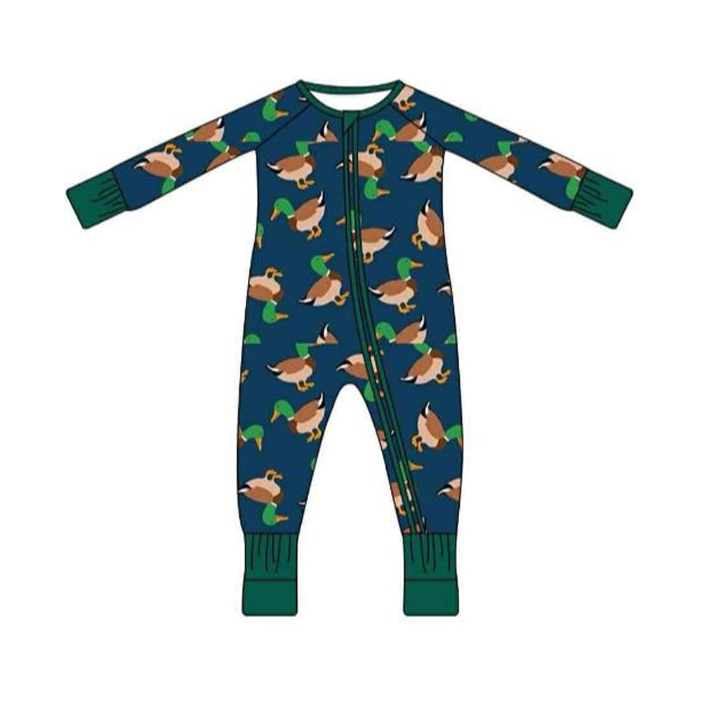 ( Moq 5 ) Preorder Baby Boys Long Sleeves Ducks Hunting Zipper Foodie Sleeper Romper