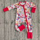 Baby Girls Long Sleeves Hearts Cakes Valentine's Day Zipper Sleeper Romper RTS