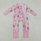 Sibling Baby Boys Girls Infant Hearts Bows Two-way Zipper Valentines Footie Sleeper Rompers RTS