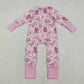 Sibling Baby Boys Girls Infant Hearts Bows Two-way Zipper Valentines Footie Sleeper Rompers RTS