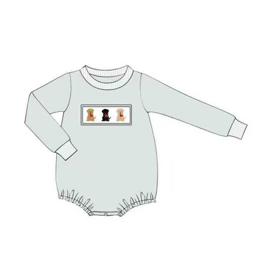 ( Moq 5 ) Preorder Baby Boys Long Sleeves Dogs Hearts Valentine Bubble Romper