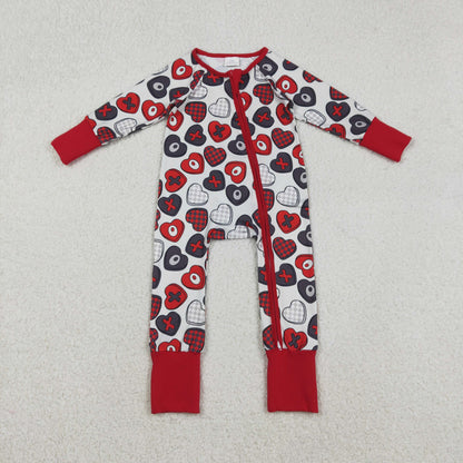 Sibling Baby Boys Girls Infant Hearts Bows Two-way Zipper Valentines Footie Sleeper Rompers RTS