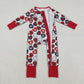 Sibling Baby Boys Girls Infant Hearts Bows Two-way Zipper Valentines Footie Sleeper Rompers RTS