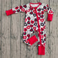 Baby Girls Long Sleevses Hearts Bows Valentine Red Zipper Sleeper Romper RTS