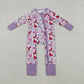 Sibling Baby Boys Girls Infant Hearts Bows Two-way Zipper Valentines Footie Sleeper Rompers RTS