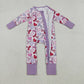 Sibling Baby Boys Girls Infant Hearts Bows Two-way Zipper Valentines Footie Sleeper Rompers RTS