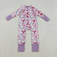 Sibling Baby Boys Girls Infant Hearts Bows Two-way Zipper Valentines Footie Sleeper Rompers RTS