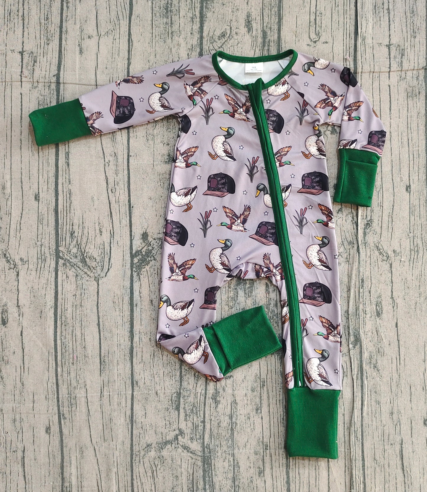 Baby Boys Long Sleeves Ducks Hats Hunting Zipper Sleeper Romper RTS