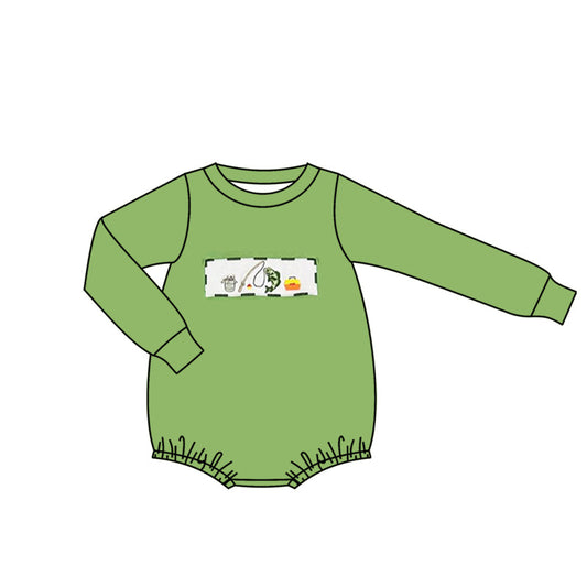 ( Moq 5 ) Preorder Baby Boys Green Long Sleeves Fishing Bubble Romper