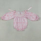 Sibling Baby Girls Kids Long Sleeves Embroidery Flower Pink Bows Romper Sets Clothes RTS
