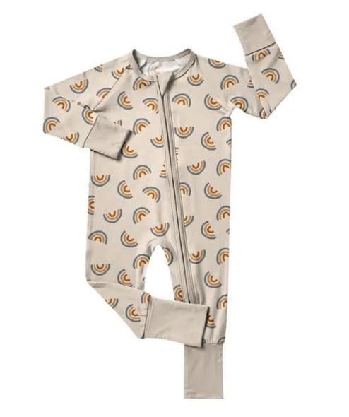 ( Moq 5 ) Preorder Baby Girls Long Sleeves Rainbow Zipper Footie Sleeper Romper