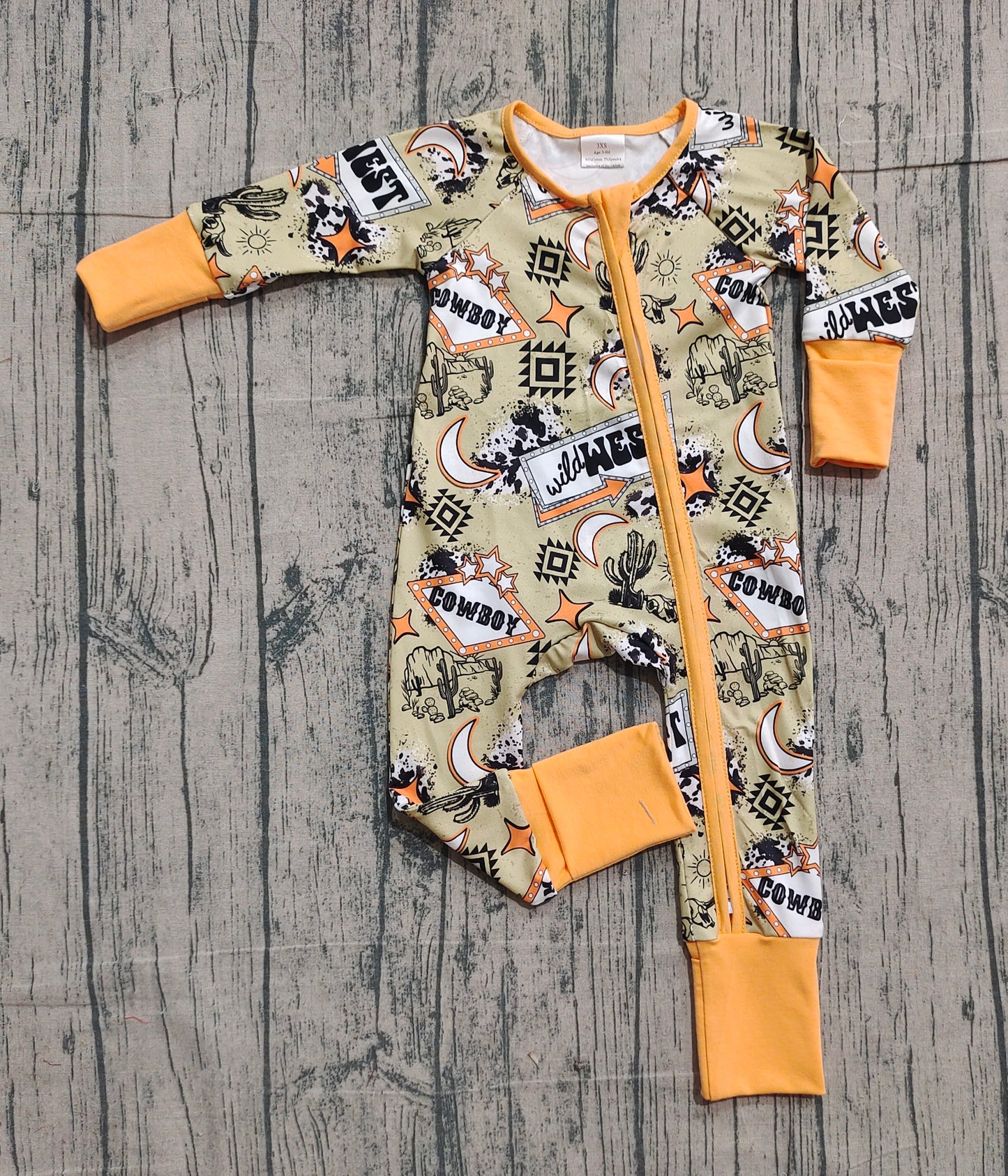 Baby Boys Infant Long Sleeves Cactus Aztec Western Zipper Footie Sleeper Romper RTS