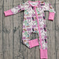Baby Girls Long Sleeves Boots Cactus Cowgirl Zipper Footie Sleeper Romper RTS