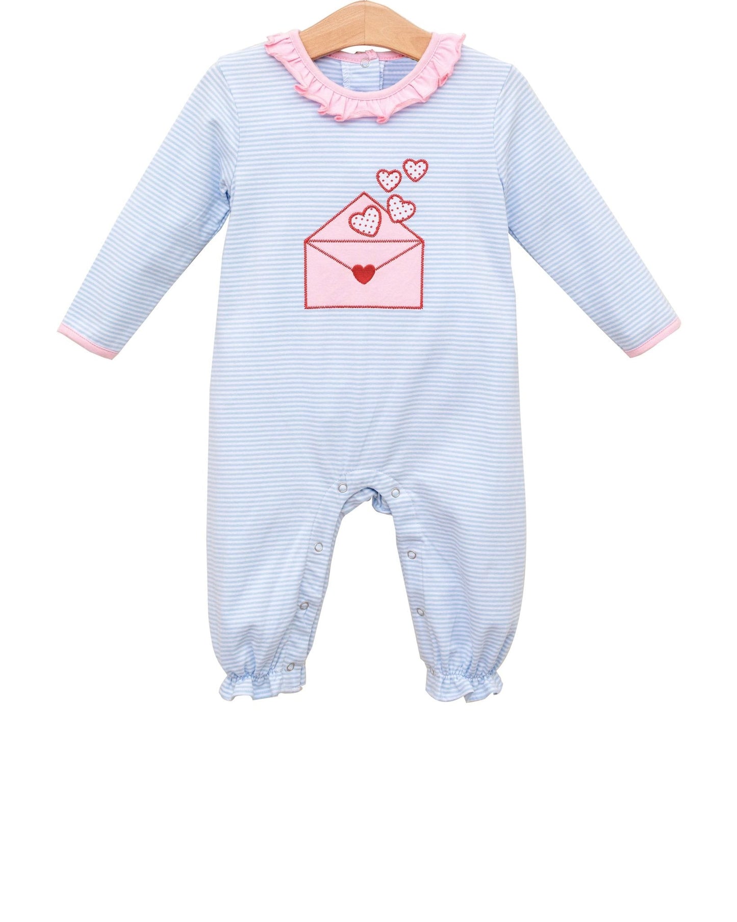 ( Moq 5 ) Preorder Baby Girls Long Sleeves Hearts Letter Valentines Stripes Ruffle Romper