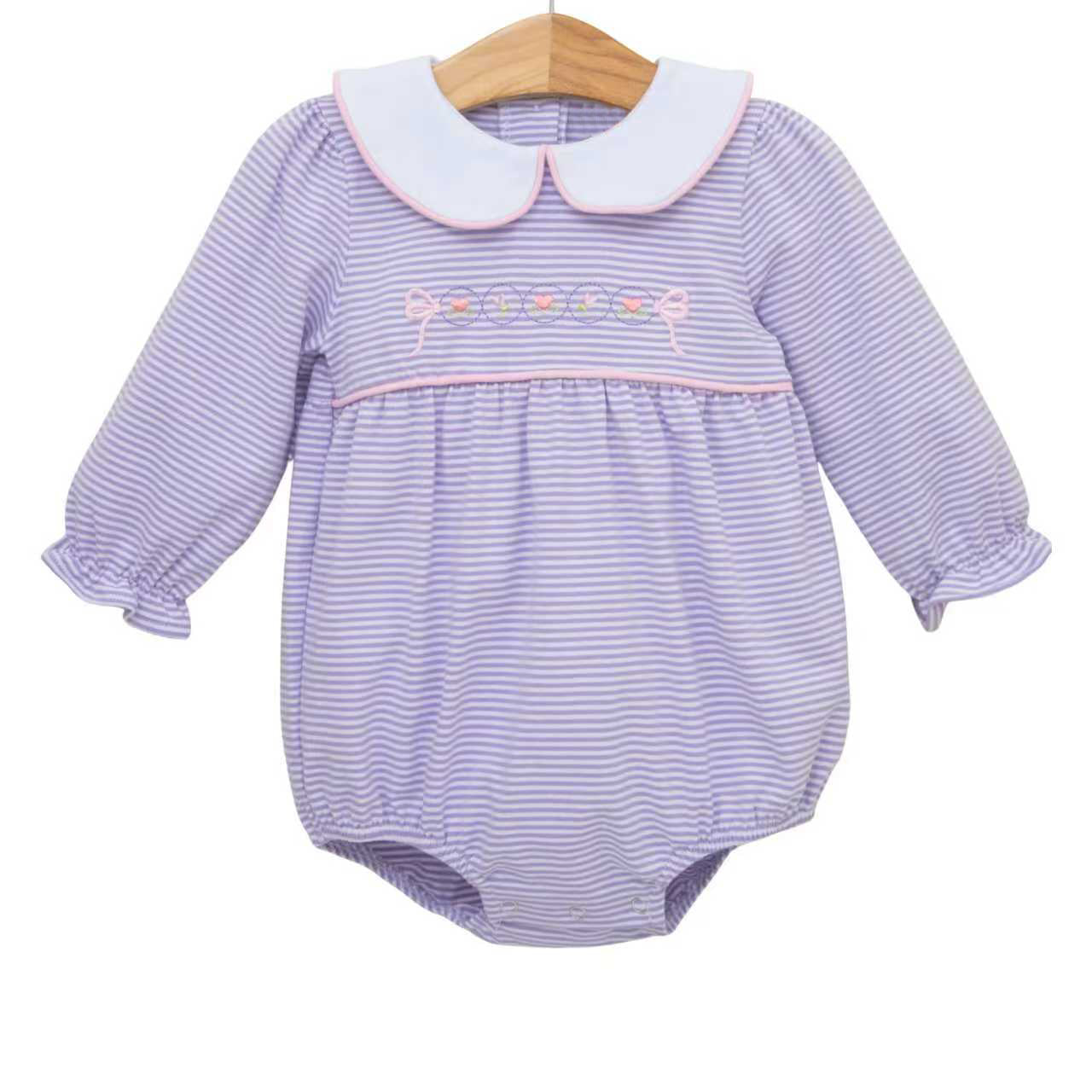 ( Moq 5 ) Preorder Baby Girls Infant Long Sleeves Hearts Bows Floral Purple Stripes Valentines Romper