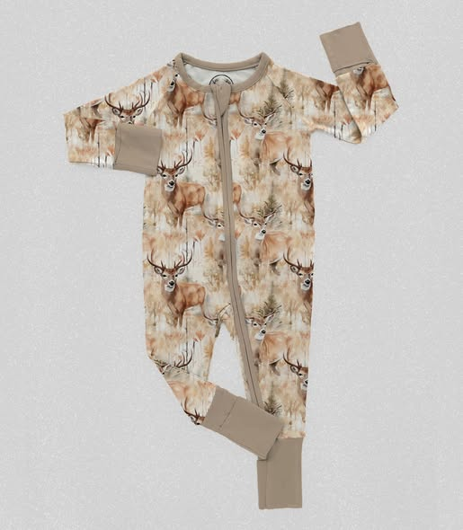( Moq 5 ) Preorder Baby Boys Infant Long Sleeves Deer Zipper Footie Sleeper Romper
