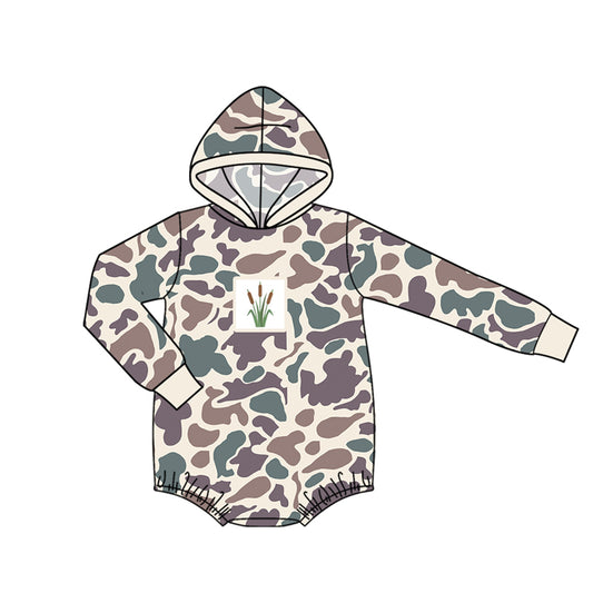 ( Moq 5 ) Preorder Baby Boys Kids Long Sleeves Camo Hoodie Bubble Romper