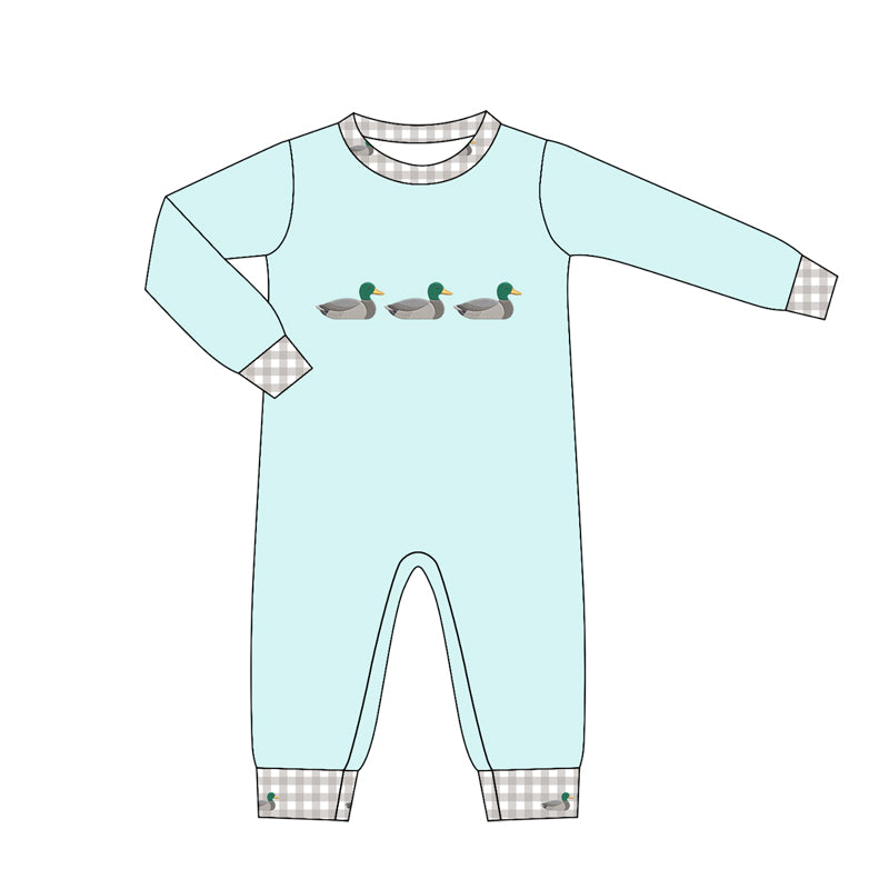 ( Moq 5 ) Preorder Baby Boys Infant Long Sleeves Ducks Green Romper Clothes