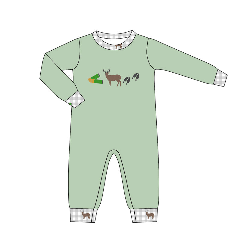 ( Moq 5 ) Preorder Baby Boys Infant Long Sleeves Deer Green Romper Hunting Clothes