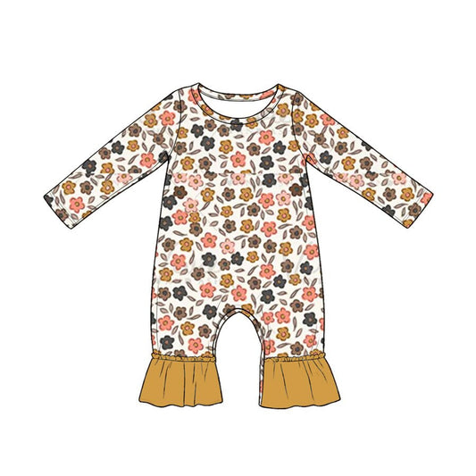 ( Moq 5 ) Preorder Baby Girls Infant Long Sleeves Flower Ruffle Romper