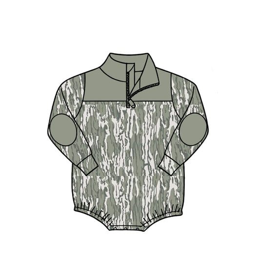 ( Moq 5 ) Baby Boys Infant Long Sleeves Zipper Bubble Romper Camo Green Clothes