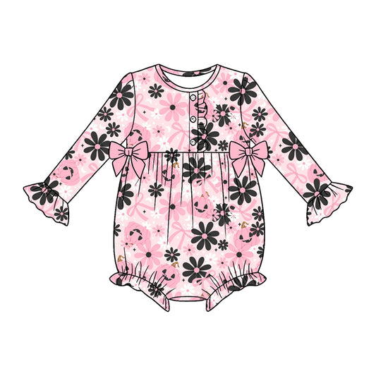 ( Moq 5 ) Preorder Baby Girls Infant Long Sleeves Bows Pumpkins Flower Romper Fall Clothes