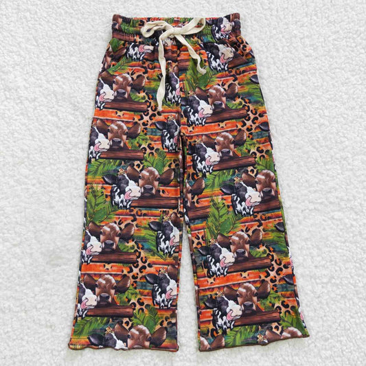 P0141 Western Baby Girl Cow Leopard Pants