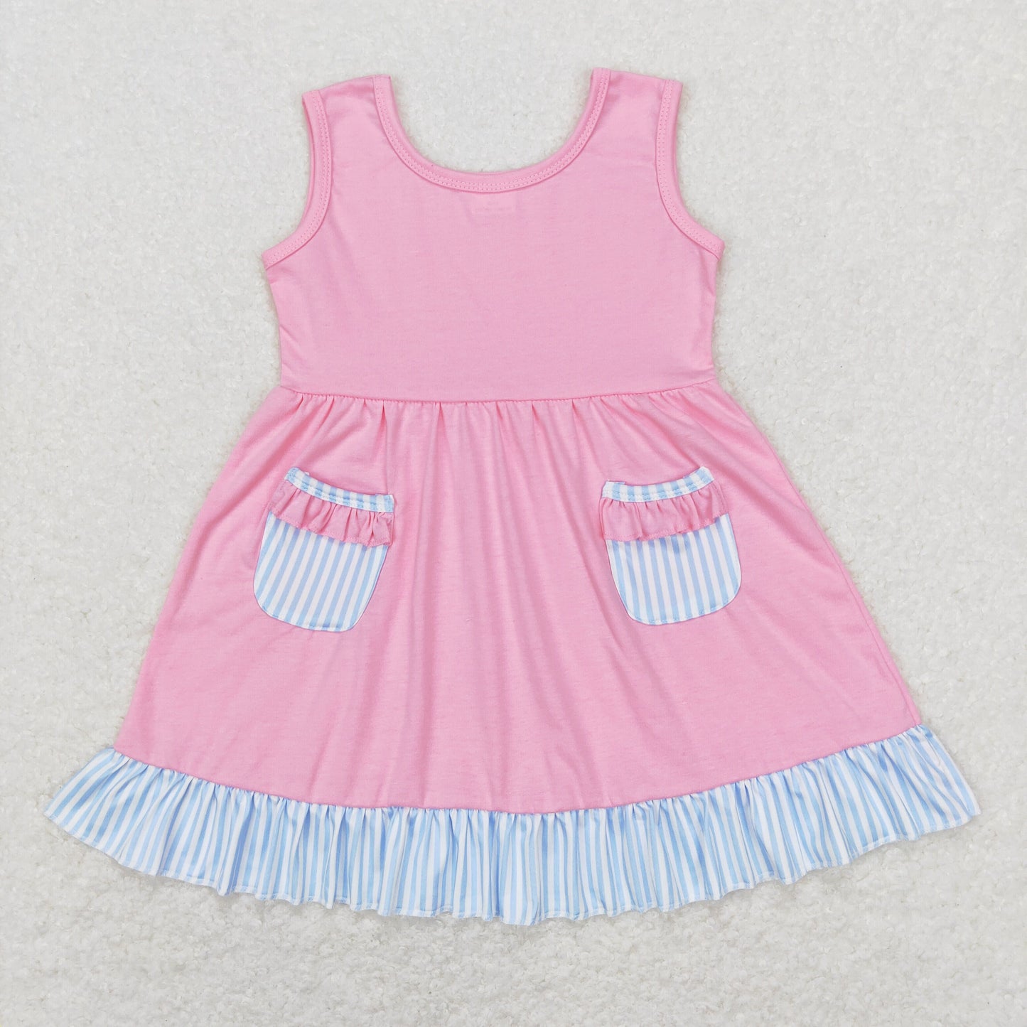 GSD0608 Baby Girl Sleeveless Pocket Ruffle Dress