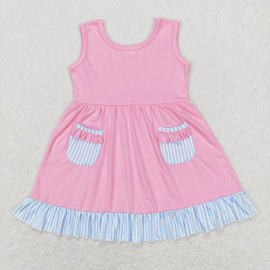 GSD0608 Baby Girl Sleeveless Pocket Ruffle Dress