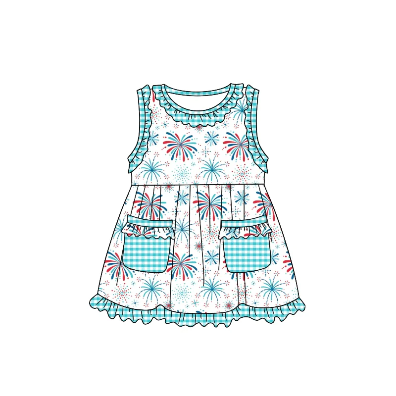 Moq 3 Pre-order GSD1014 Baby Girl July 4th Pocket Dress