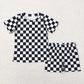 BSSO0326 Baby Kids Short Sleeves Shirt Checkered Shorts Summer Pajamas Set