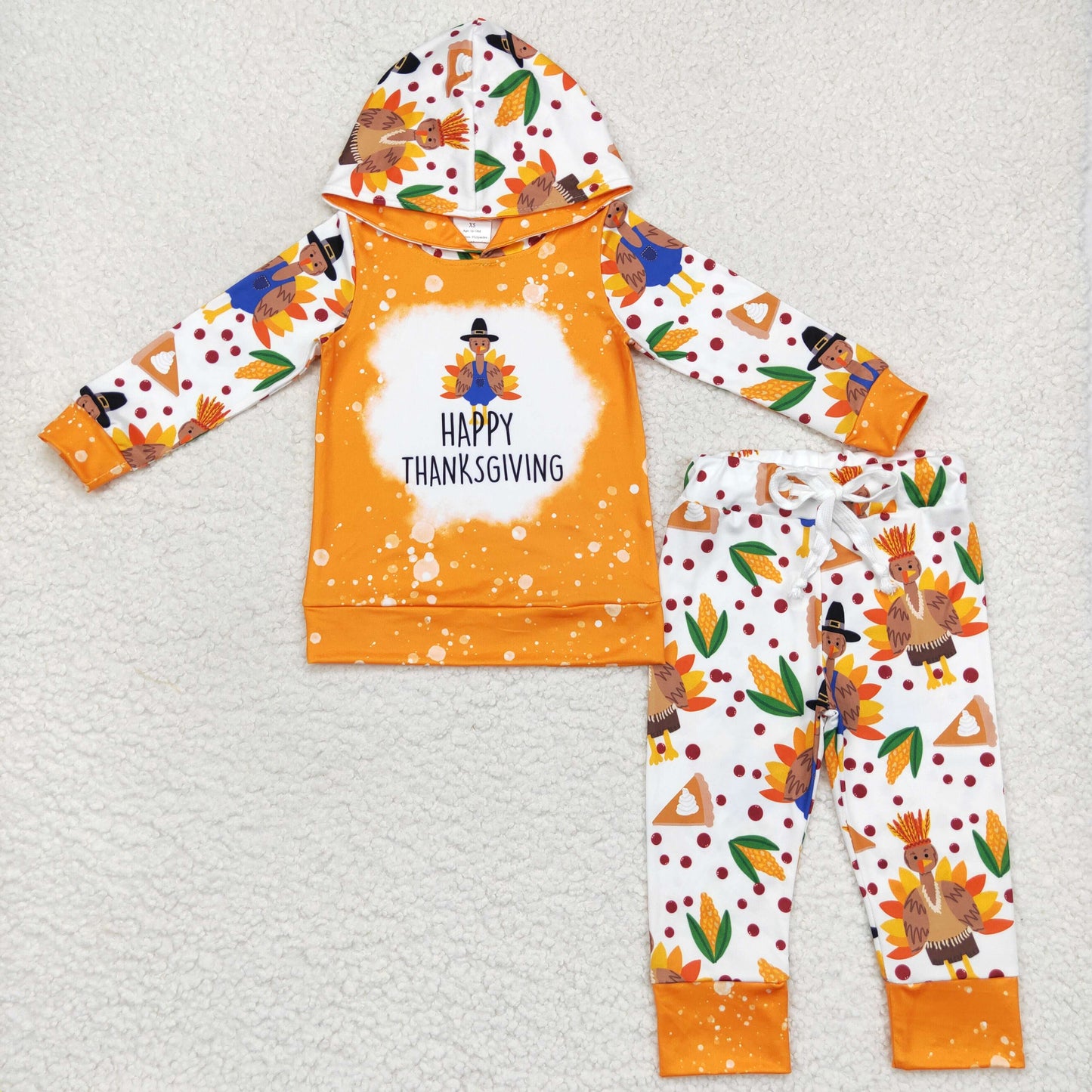 BLP0222 Baby Kids Long Sleeves turkey Hoodie Pants Thanksgiving Outfit