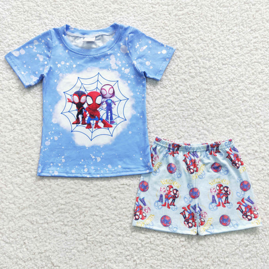 BSSO0246 Baby Boy Short Sleeves Shirt Cartoon Shorts Summer Outfit