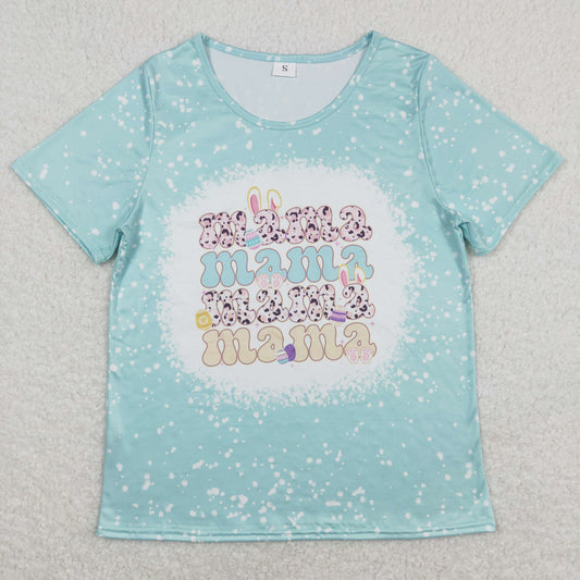 GT0444 Adult Women Mama Rabbits Eggs Blue Shirt