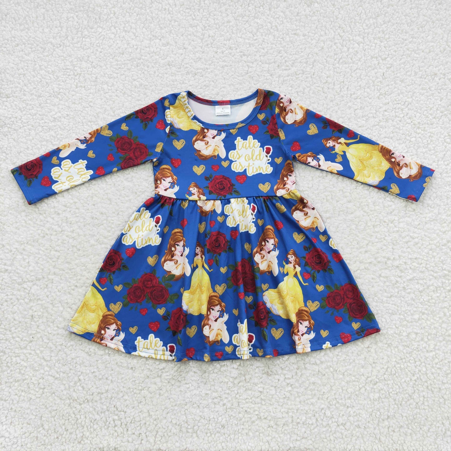 GLD0228 Baby Girl Long Sleeves Princhess Floral Dress