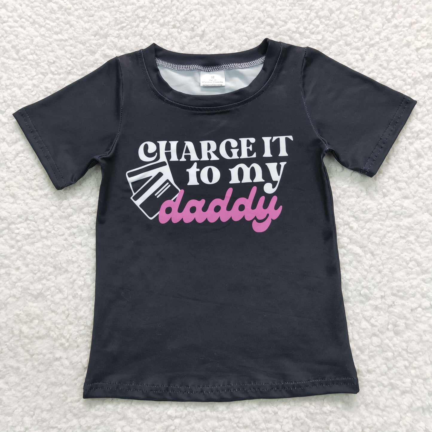 GT0314 Baby Kids Black Short Sleeves Daddy Shirt