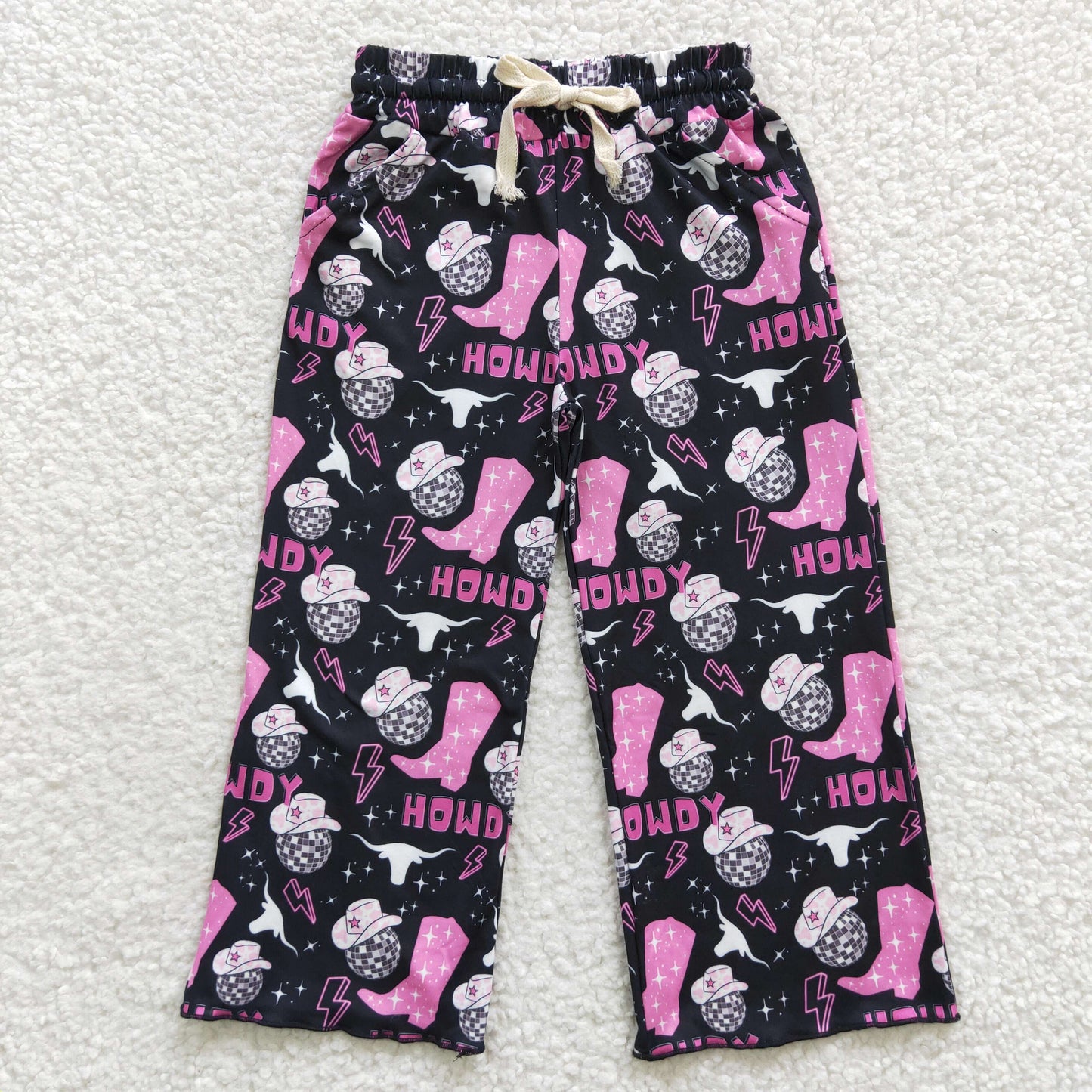 P0143 Western Baby Girl Howdy Cow Boots Pants