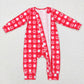 LR0832 Baby Girl Long Sleeves Valentine's Hearts Plaid Red One Piece Romper