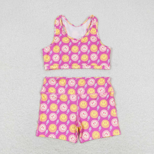 Baby Girl Racer Crop Tops Shorts Smile Set