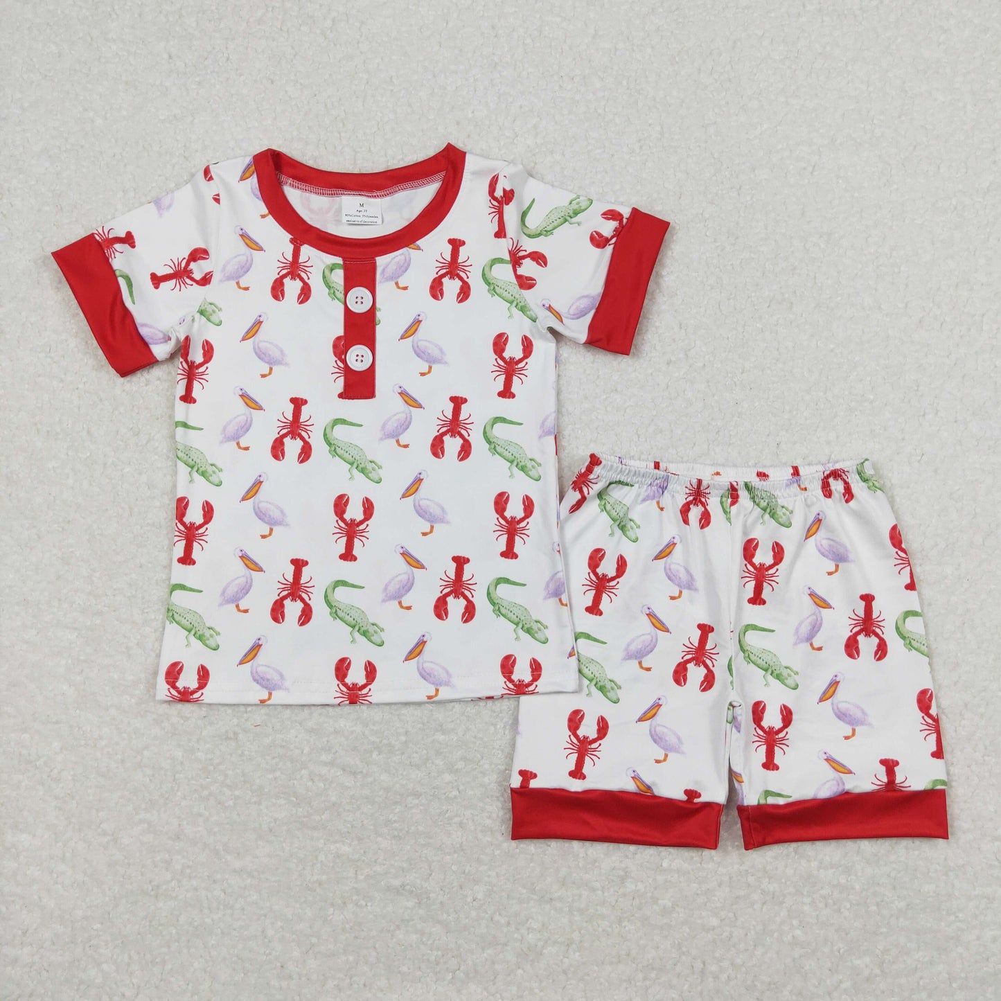 Baby Girl Short Sleeves Crawfish Shirt Shorts Summer Pajamas Set