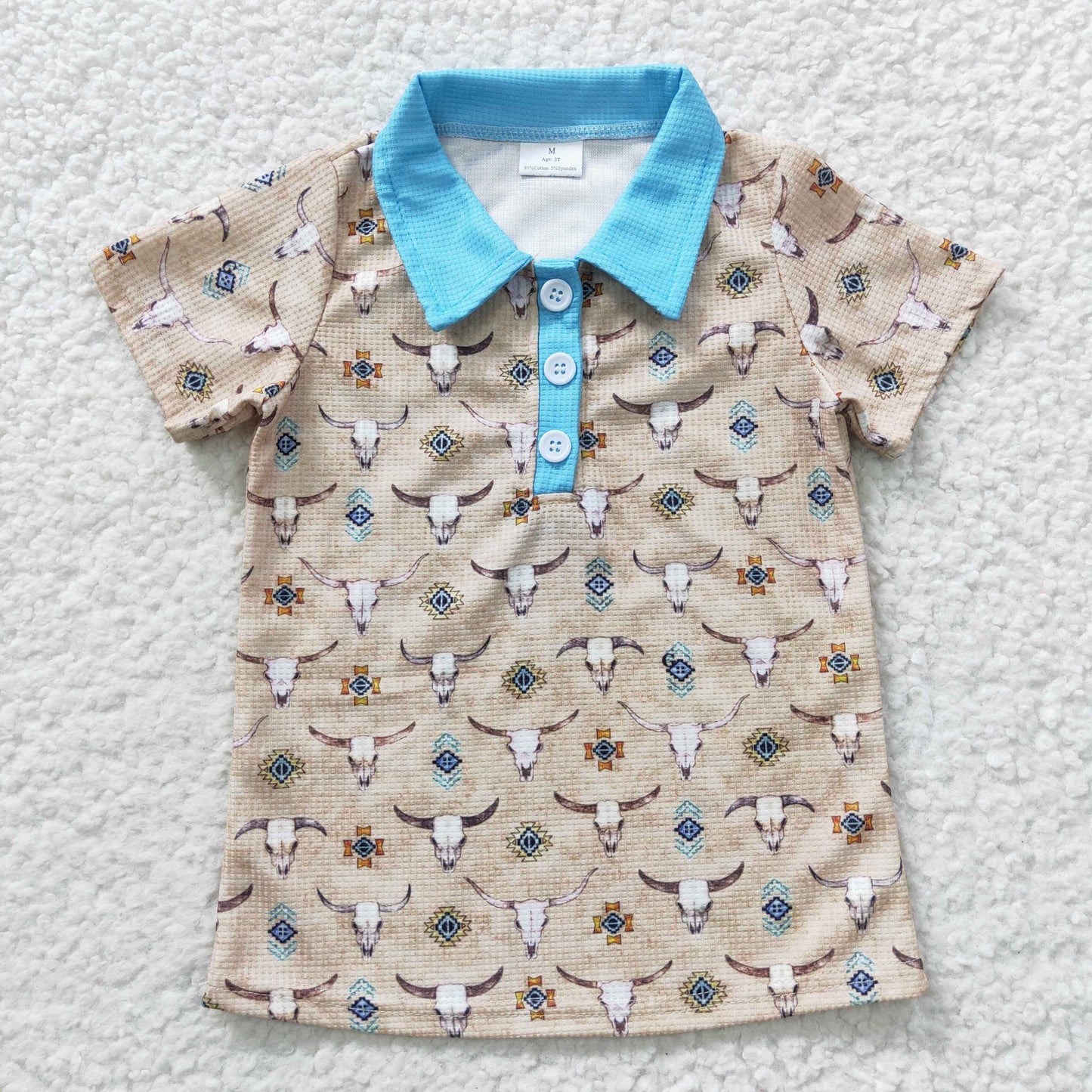 BT0210 Baby Boy Western Cow Short Sleeves Polo Shirt