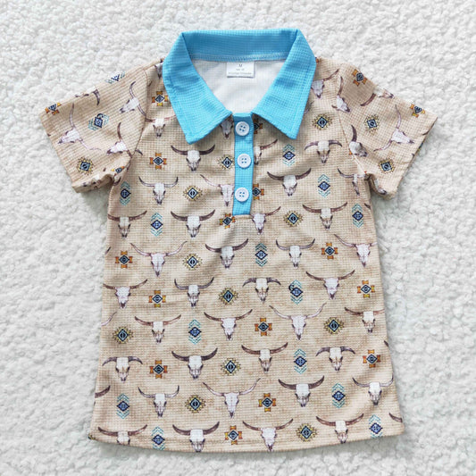 BT0210 Baby Boy Western Cow Short Sleeves Polo Shirt