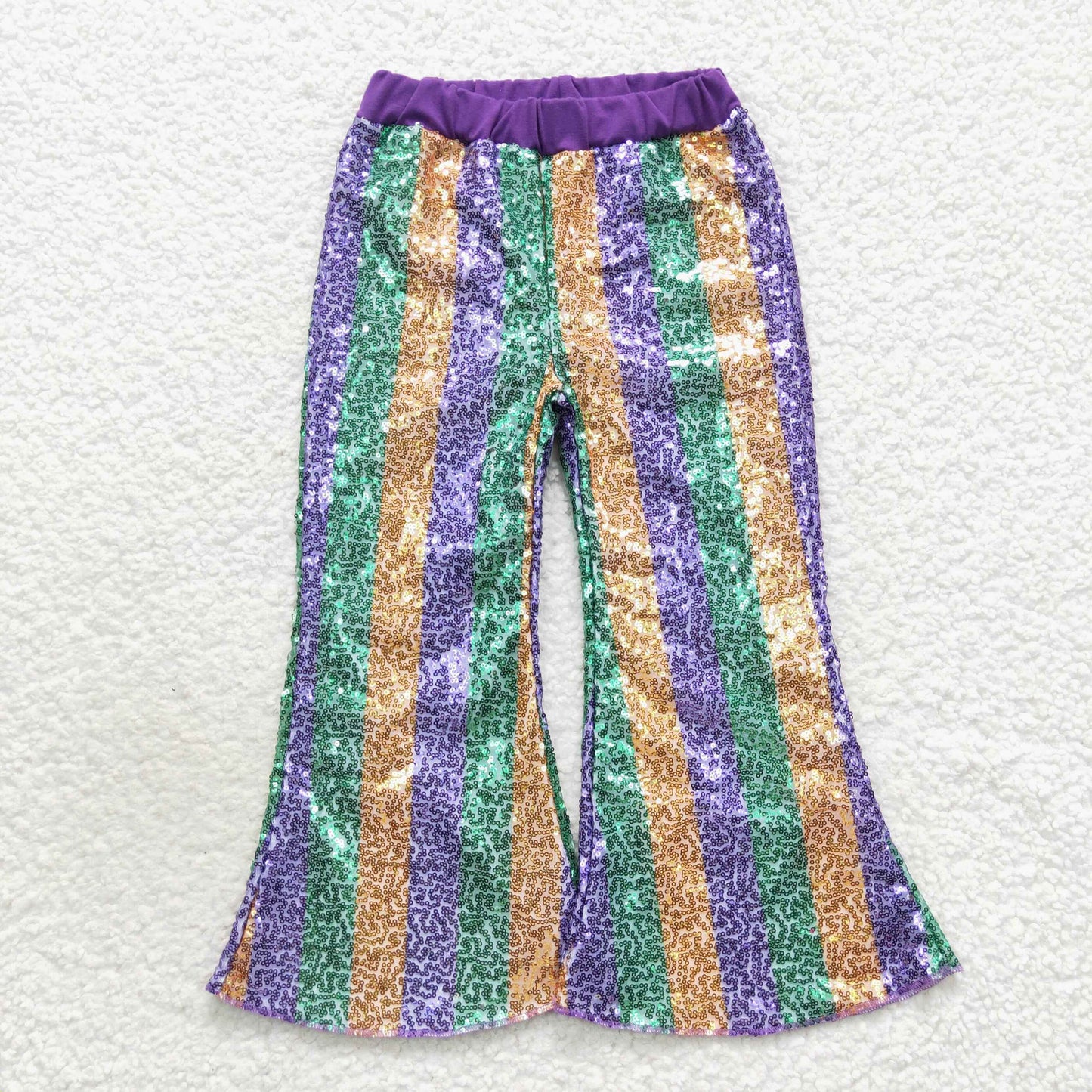 P0277 Baby Girl Mardi Gras Stripes Sequins Pants