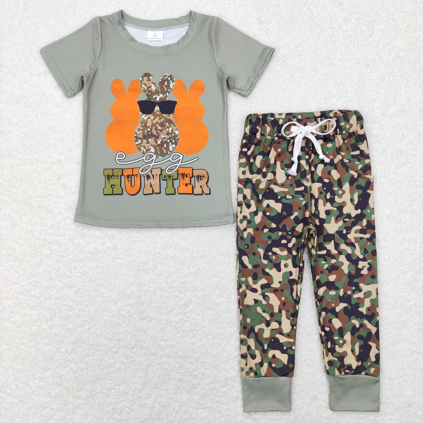 BSPO0220 Baby Boy Rabbit Shirts Camo Bell Pants Set