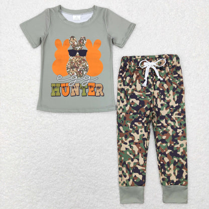 BSPO0220 Baby Boy Rabbit Shirts Camo Bell Pants Set