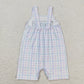Short Sleeves Embroidery Mama's Girl Plaid Bubble One Piece Romper