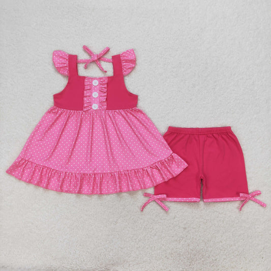 Baby Girl Sleeveless Pink Tunic Shorts Summer Princess Set